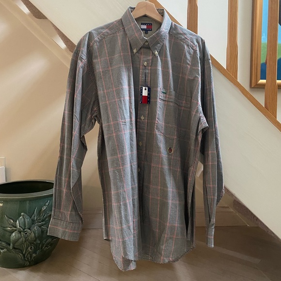 TOMMY HILFIGER Men’s Glen Plaid Shirt, Size Large - Picture 4 of 17